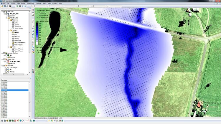 Depth and Velocity at time 1:15