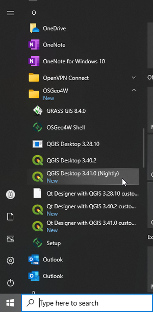 Qgis nightly start menu.png